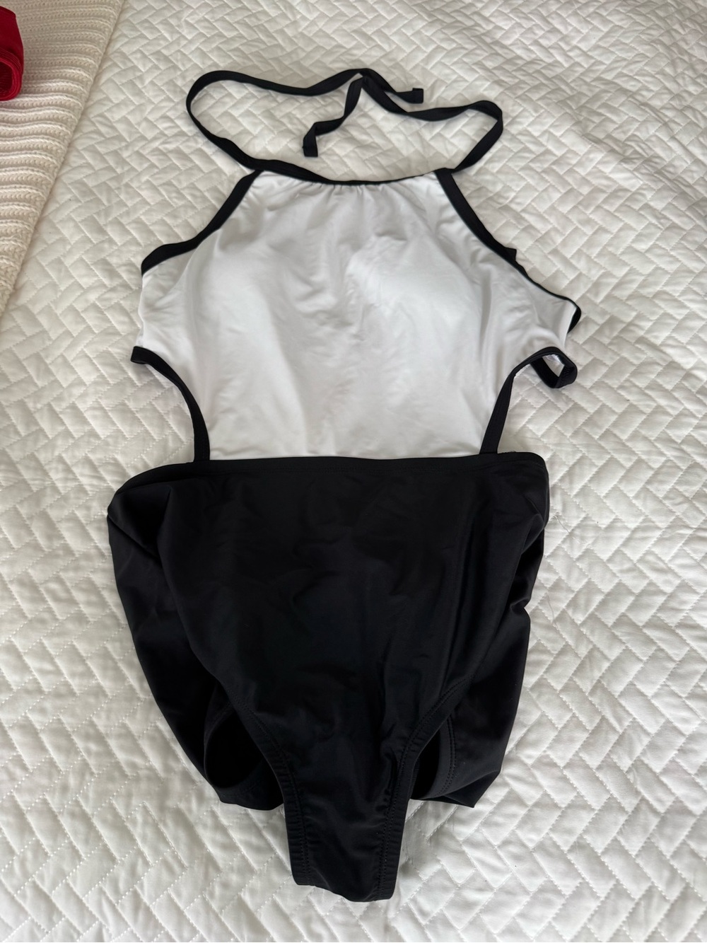 Black and White Halter One-Piece Swimsuit